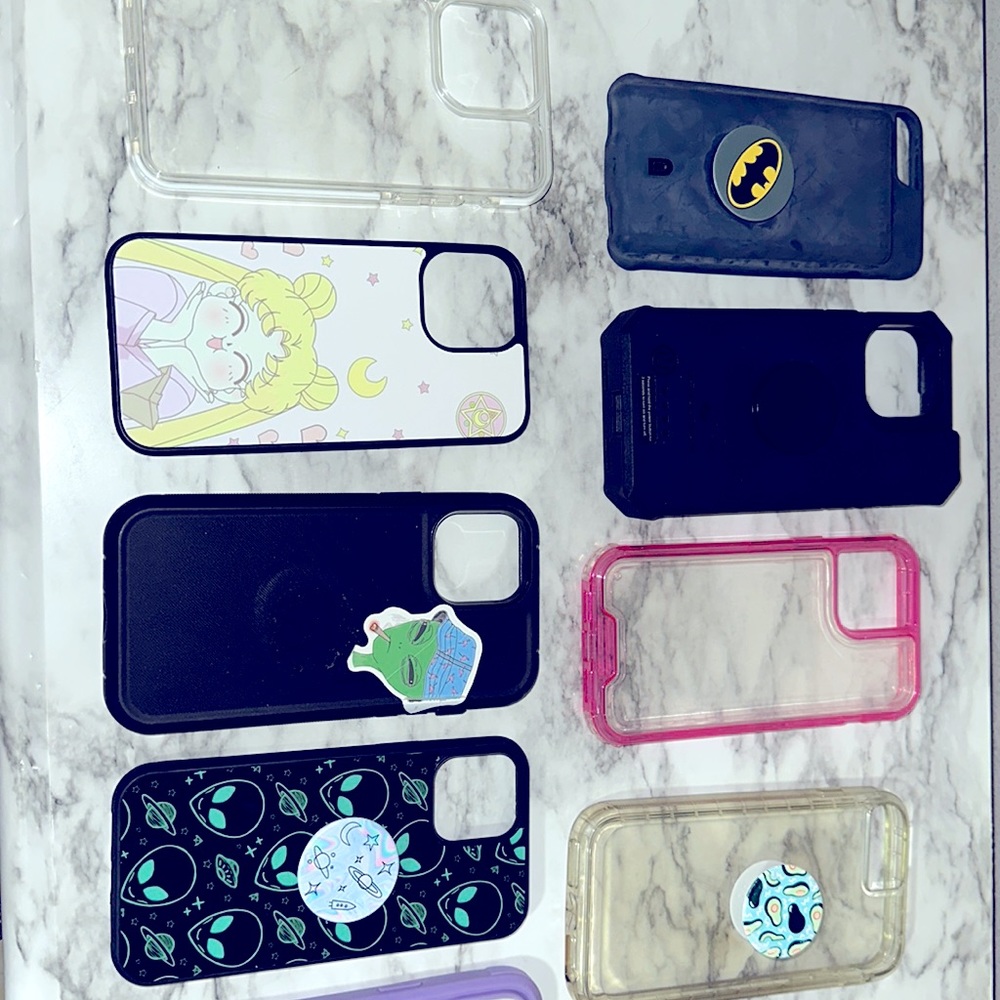 Phone cases/12 pro max/ 14 pro max/ AirPods cases/ two battery banks cases.